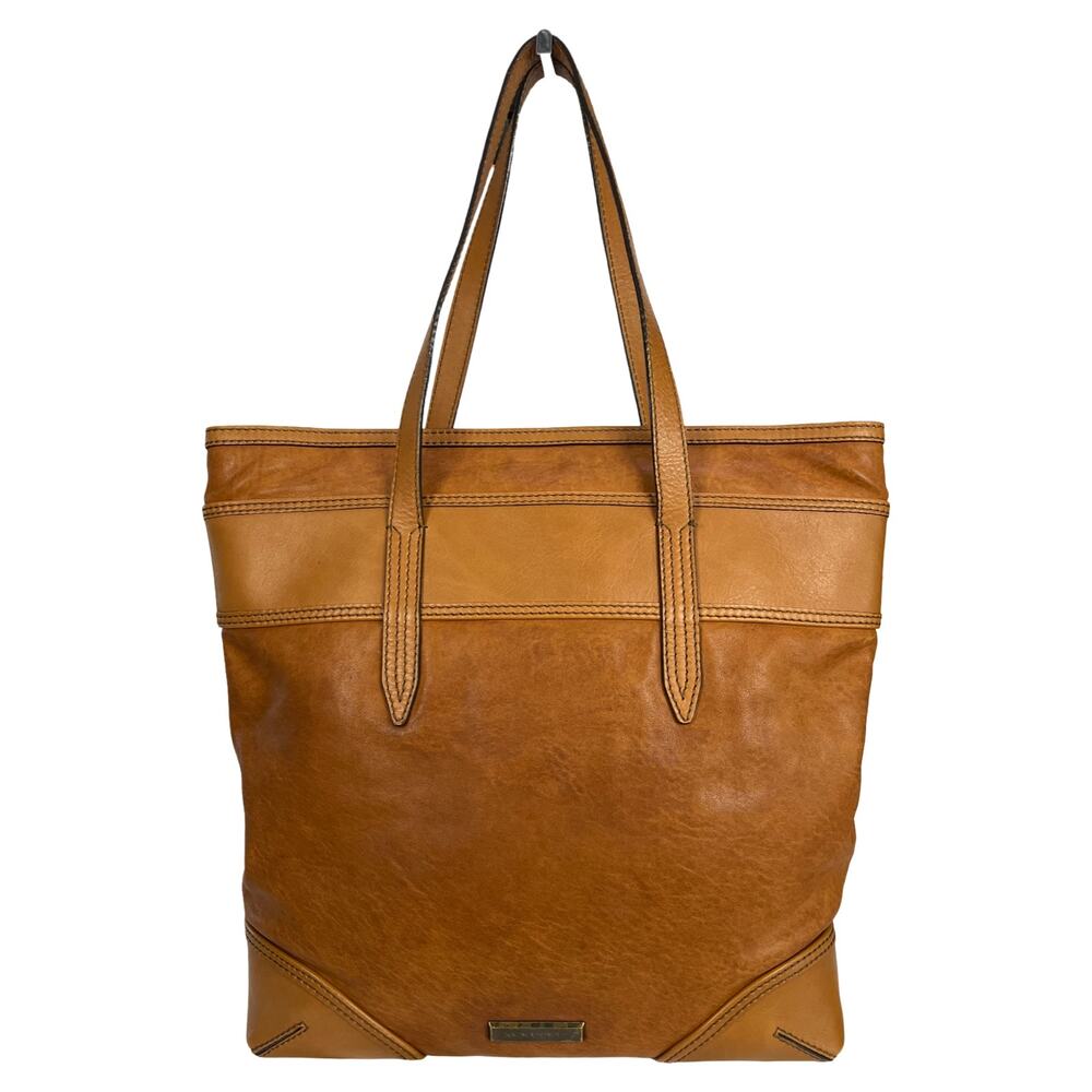 Burberry Leather Tote Bag Brown Nova Check Lined Shoulder Bag Italy